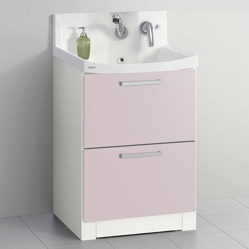 クリナップ　洗面台　ファンシオ　間口６００ｍｍ　高さ８５０ｍｍ　オールスライドタイプ　体重計収納付き　取手シルバー　扉色スムースロゼ　Ｈ６０ＫＷＴＣＷＥＱＵＳＩ