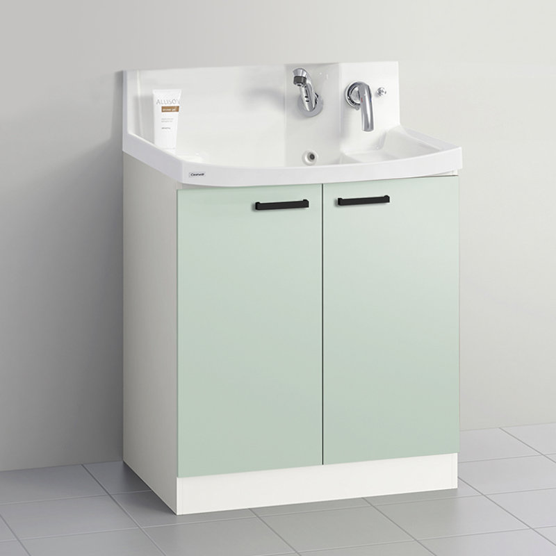 クリナップ　洗面台　ファンシオ　間口７５０ｍｍ　高さ８００ｍｍ　開き扉タイプ　寒冷地用　取手ブラック　扉色スムースミントグリーン　Ｌ７５ＴＮＴＣＷＥＱＳＢＧ　
