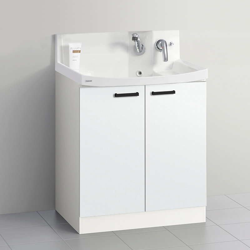 クリナップ　洗面台　ファンシオ　間口７５０ｍｍ　高さ８００ｍｍ　開き扉タイプ　取手ブラック　扉色スムースホワイト　Ｌ７５ＴＮＴＣＷＥＱＴＢＩ