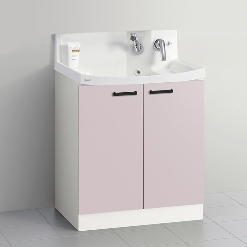 クリナップ　洗面台　ファンシオ　間口７５０ｍｍ　高さ８００ｍｍ　開き扉タイプ　取手ブラック　扉色スムースロゼ　Ｌ７５ＴＮＴＣＷＥＱＵＢＩ