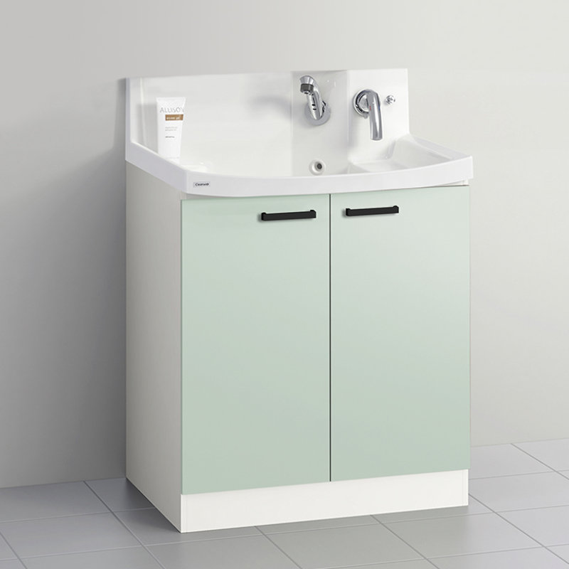 クリナップ　洗面台　ファンシオ　間口７５０ｍｍ　高さ８００ｍｍ　開き扉タイプ　取手ブラック　扉色スムースミントグリーン　Ｌ７５ＴＮＴＣＷＥＱＳＢＩ