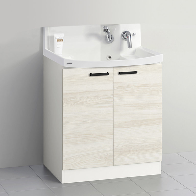 クリナップ　洗面台　ファンシオ　間口７５０ｍｍ　高さ８００ｍｍ　開き扉タイプ　取手ブラック　扉色ミルクアッシュ　Ｌ７５ＴＮＴＣＷＥ３ＭＢＩ