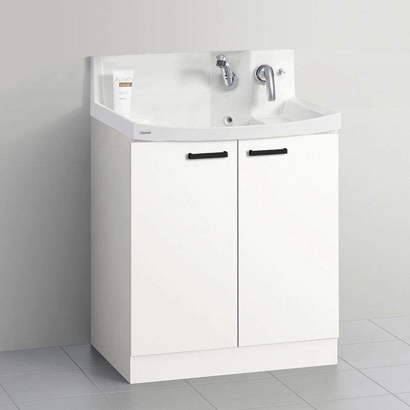 クリナップ　洗面台　ファンシオ　間口７５０ｍｍ　高さ８００ｍｍ　開き扉タイプ　取手ブラック　扉色モノホワイト　Ｌ７５ＴＮＴＣＷＪＴＳＢＩ