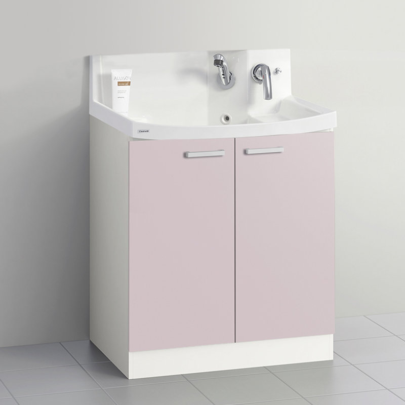 クリナップ　洗面台　ファンシオ　間口７５０ｍｍ　高さ８００ｍｍ　開き扉タイプ　取手シルバー　扉色スムースロゼ　Ｌ７５ＴＮＴＣＷＥＱＵＳＩ