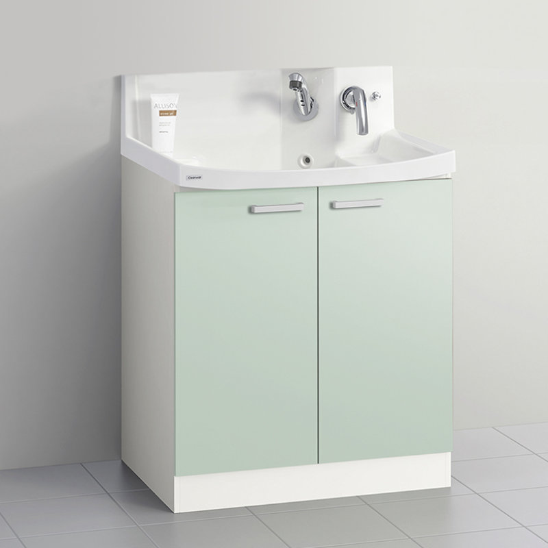 クリナップ　洗面台　ファンシオ　間口７５０ｍｍ　高さ８００ｍｍ　開き扉タイプ　取手シルバー　扉色スムースミントグリーン　Ｌ７５ＴＮＴＣＷＥＱＳＳＩ
