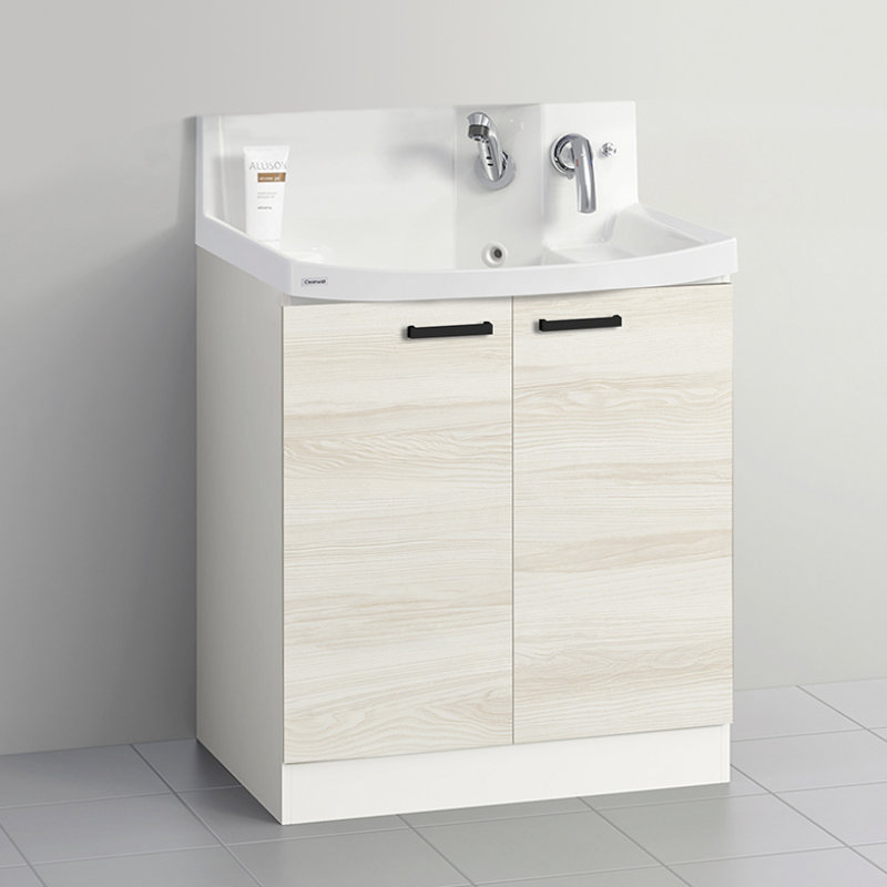 クリナップ　洗面台　ファンシオ　間口７５０ｍｍ　高さ８５０ｍｍ　開き扉タイプ　取手ブラック　扉色ミルクアッシュ　Ｈ７５ＴＮＴＣＷＥ３ＭＢＩ