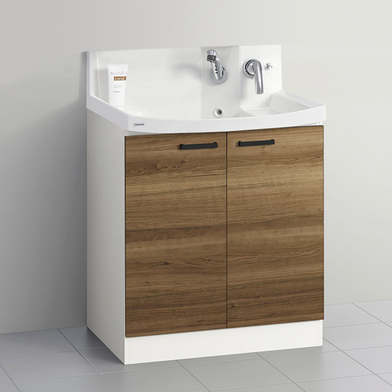 クリナップ　洗面台　ファンシオ　間口７５０ｍｍ　高さ８５０ｍｍ　開き扉タイプ　取手ブラック　扉色ブラウンチェリー　Ｈ７５ＴＮＴＣＷＣ３ＢＢＩ