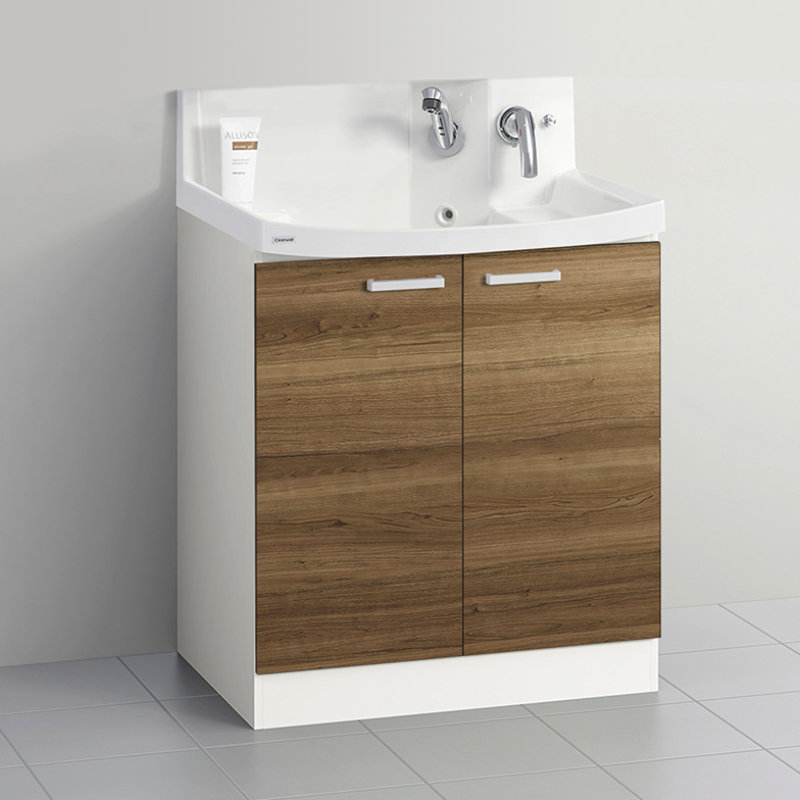 クリナップ　洗面台　ファンシオ　間口７５０ｍｍ　高さ８５０ｍｍ　開き扉タイプ　取手シルバー　扉色ブラウンチェリー　Ｈ７５ＴＮＴＣＷＣ３ＢＳＩ