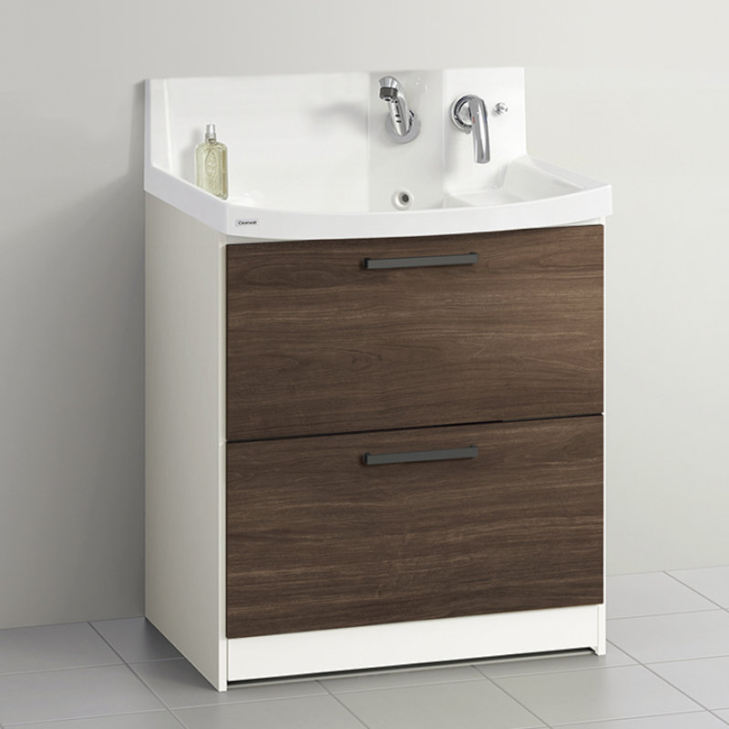 クリナップ　洗面台　ファンシオ　間口７５０ｍｍ　高さ８００ｍｍ　オールスライドタイプ　寒冷地用　取手ブラック　扉色バーントウォールナット　Ｌ７５ＦＷＴＣＷＣ３ＬＢＧ