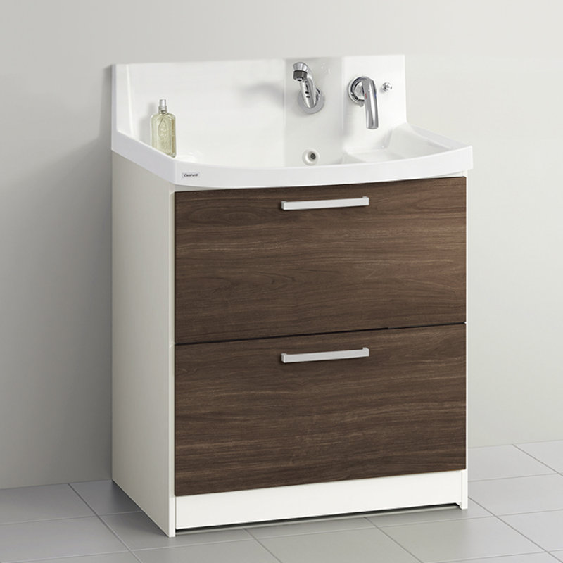 クリナップ　洗面台　ファンシオ　間口７５０ｍｍ　高さ８００ｍｍ　オールスライドタイプ　寒冷地用　取手シルバー　扉色バーントウォールナット　Ｌ７５ＦＷＴＣＷＣ３ＬＳＧ