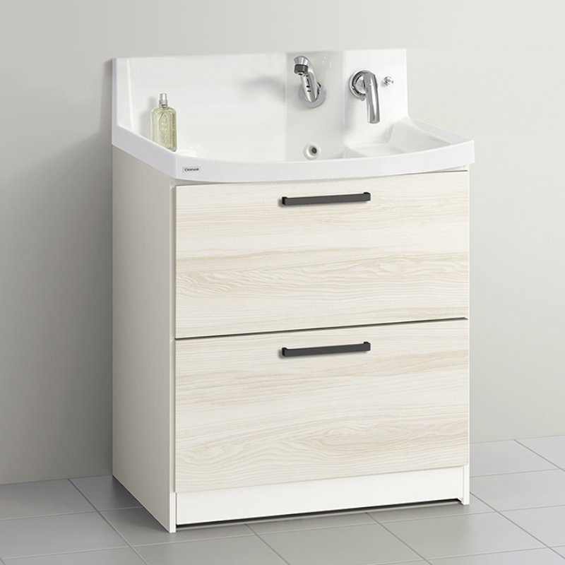 クリナップ　洗面台　ファンシオ　間口７５０ｍｍ　高さ８５０ｍｍ　オールスライドタイプ　寒冷地用　取手ブラック　扉色ミルクアッシュ　Ｈ７５ＦＷＴＣＷＥ３ＭＢＧ