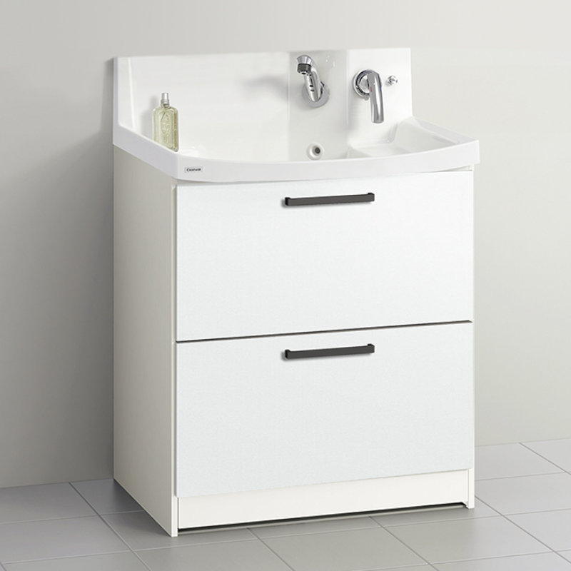 クリナップ　洗面台　ファンシオ　間口７５０ｍｍ　高さ８５０ｍｍ　オールスライドタイプ　取手ブラック　扉色スムースホワイト　Ｈ７５ＦＷＴＣＷＥＱＴＢＩ