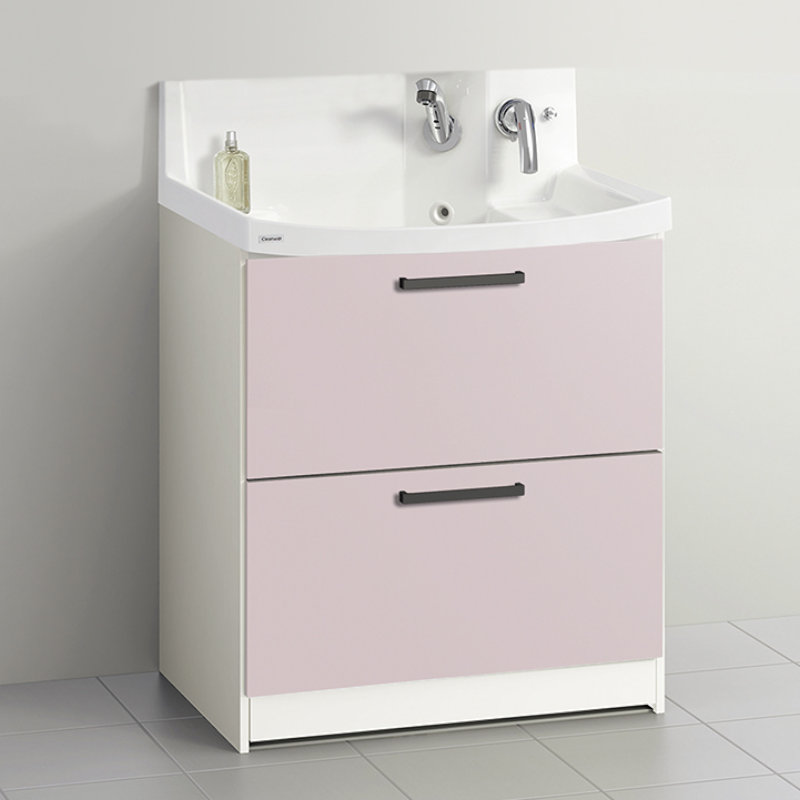 クリナップ　洗面台　ファンシオ　間口７５０ｍｍ　高さ８５０ｍｍ　オールスライドタイプ　取手ブラック　扉色スムースロゼ　Ｈ７５ＦＷＴＣＷＥＱＵＢＩ