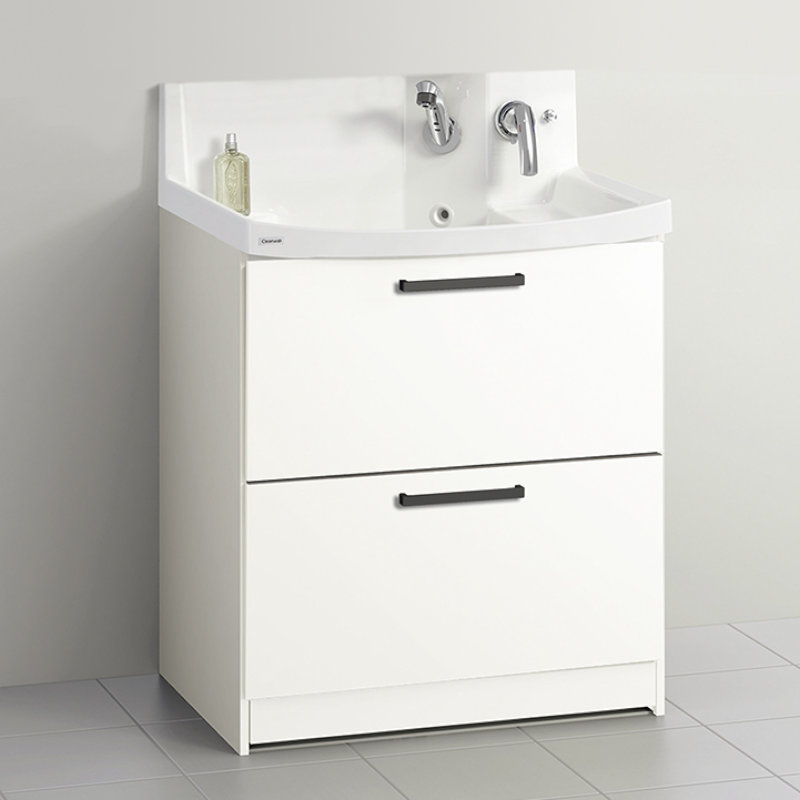 クリナップ　洗面台　ファンシオ　間口７５０ｍｍ　高さ８５０ｍｍ　オールスライドタイプ　取手ブラック　扉色モノホワイト　Ｈ７５ＦＷＴＣＷＪＴＳＢＩ