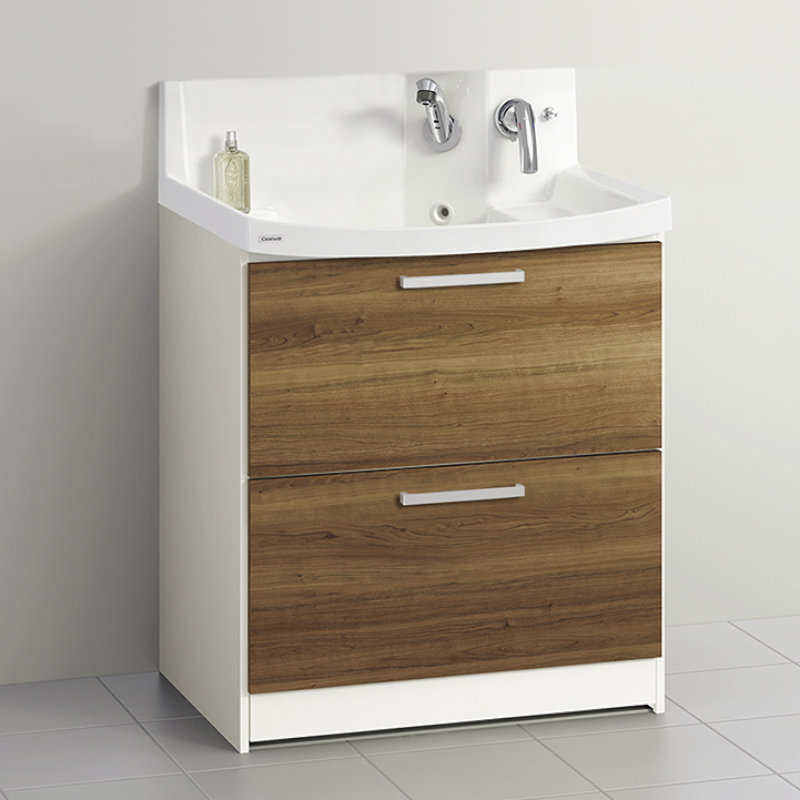 クリナップ　洗面台　ファンシオ　間口７５０ｍｍ　高さ８５０ｍｍ　オールスライドタイプ　寒冷地用　取手シルバー　扉色ブラウンチェリー　Ｈ７５ＦＷＴＣＷＣ３ＢＳＧ