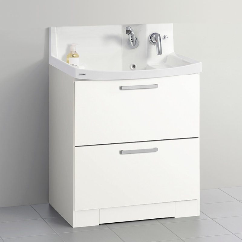 クリナップ　洗面台　ファンシオ　間口７５０ｍｍ　高さ８００ｍｍ　オールスライドタイプ　体重計収納付き　寒冷地用　取手シルバー　扉色　モノホワイト　Ｌ７５ＫＷＴＣＷＪＴＳＳＧ