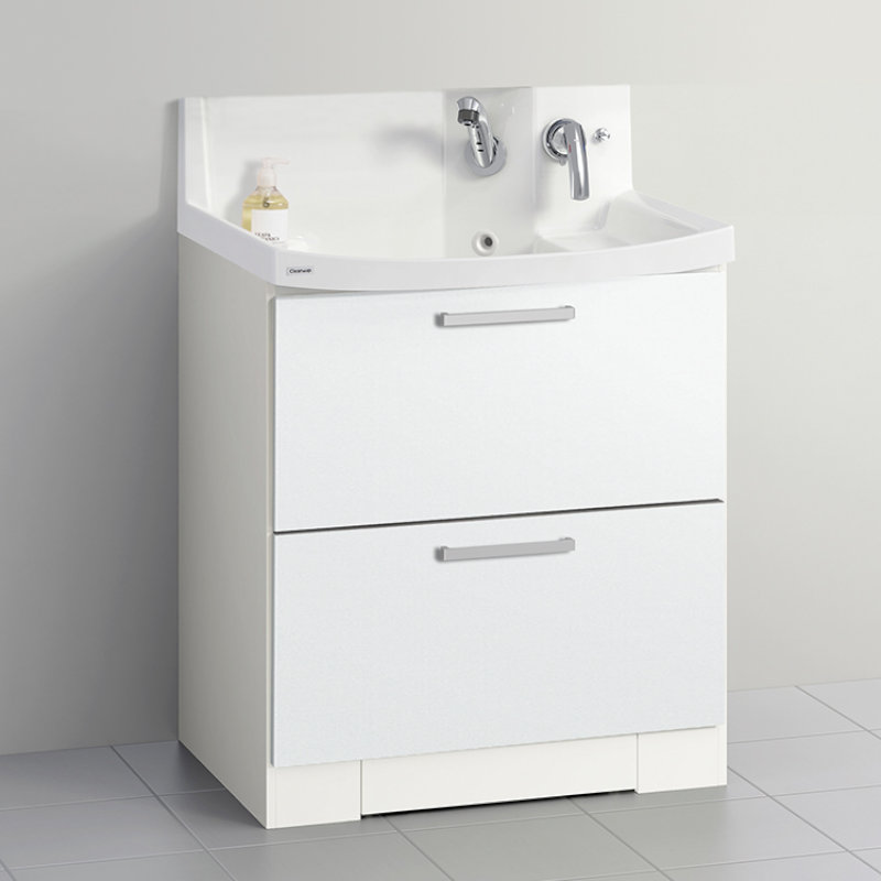 クリナップ　洗面台　ファンシオ　間口７５０ｍｍ　高さ８００ｍｍ　オールスライドタイプ　体重計収納付き　取手シルバー　扉色スムースホワイト　Ｌ７５ＫＷＴＣＷＥＱＴＳＩ