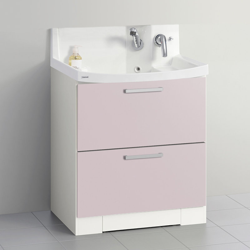 クリナップ　洗面台　ファンシオ　間口７５０ｍｍ　高さ８００ｍｍ　オールスライドタイプ　体重計収納付き　取手シルバー　扉色スムースロゼ　Ｌ７５ＫＷＴＣＷＥＱＵＳＩ