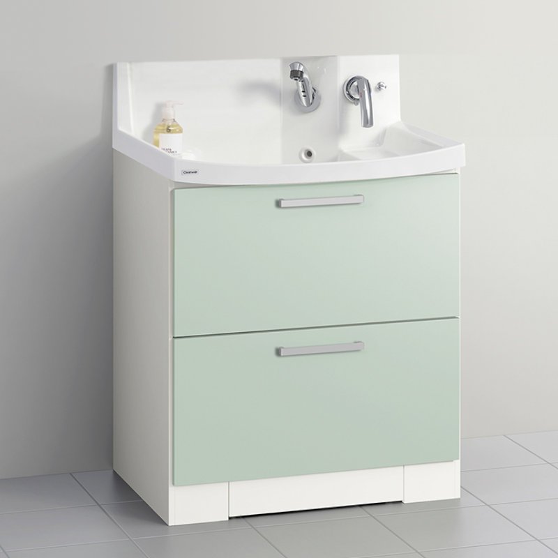 クリナップ　洗面台　ファンシオ　間口７５０ｍｍ　高さ８００ｍｍ　オールスライドタイプ　体重計収納付き　取手シルバー　扉色スムースミントグリーン　Ｌ７５ＫＷＴＣＷＥＱＳＳＩ