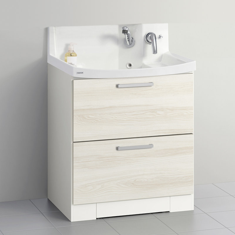 クリナップ　洗面台　ファンシオ　間口７５０ｍｍ　高さ８００ｍｍ　オールスライドタイプ　体重計収納付き　取手シルバー　扉色ミルクアッシュ　Ｌ７５ＫＷＴＣＷＥ３ＭＳＩ