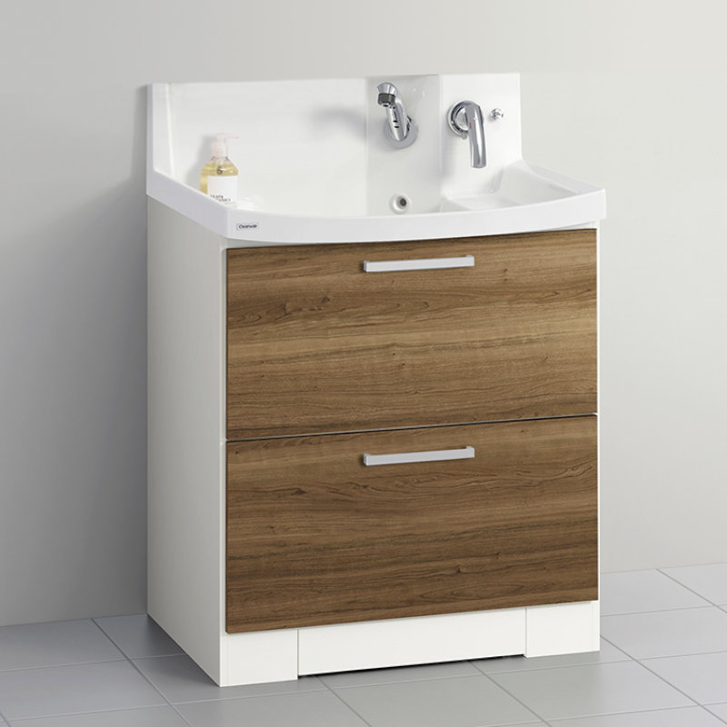 クリナップ　洗面台　ファンシオ　間口７５０ｍｍ　高さ８００ｍｍ　オールスライドタイプ　体重計収納付き　取手シルバー　扉色ブラウンチェリー　Ｌ７５ＫＷＴＣＷＣ３ＢＳＩ