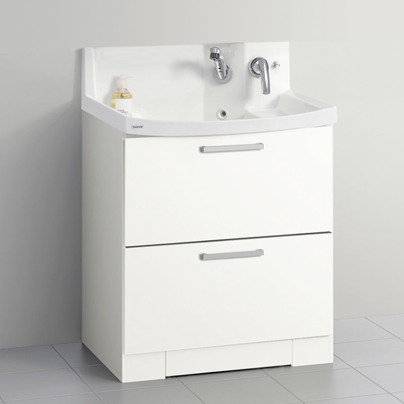 クリナップ　洗面台　ファンシオ　間口７５０ｍｍ　高さ８００ｍｍ　オールスライドタイプ　体重計収納付き　取手シルバー　扉色モノホワイト　Ｌ７５ＫＷＴＣＷＪＴＳＳＩ