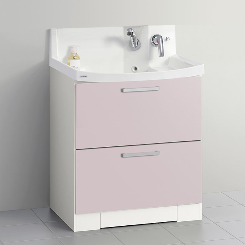 クリナップ　洗面台　ファンシオ　間口７５０ｍｍ　高さ８５０ｍｍ　オールスライドタイプ　体重計収納付き　寒冷地用　取手シルバー　扉色スムースロゼ　Ｈ７５ＫＷＴＣＷＥＱＵＳＧ