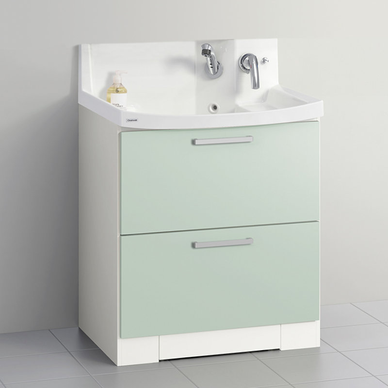 クリナップ　洗面台　ファンシオ　間口７５０ｍｍ　高さ８５０ｍｍ　オールスライドタイプ　体重計収納付き　取手シルバー　扉色スムースミントグリーン　Ｈ７５ＫＷＴＣＷＥＱＳＳＩ