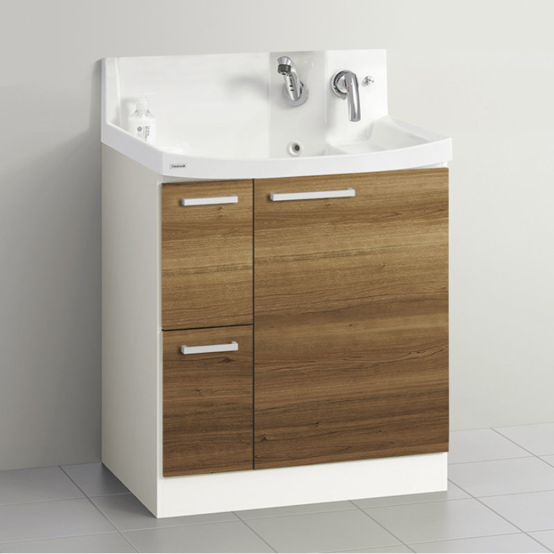 クリナップ　洗面台　ファンシオ　間口７５０ｍｍ　高さ８５０ｍｍ　引出しタイプ　寒冷地用　取手シルバー　扉色ブラウンチェリー　Ｈ７５２ＷＴＣＷＣ３ＢＳＧ