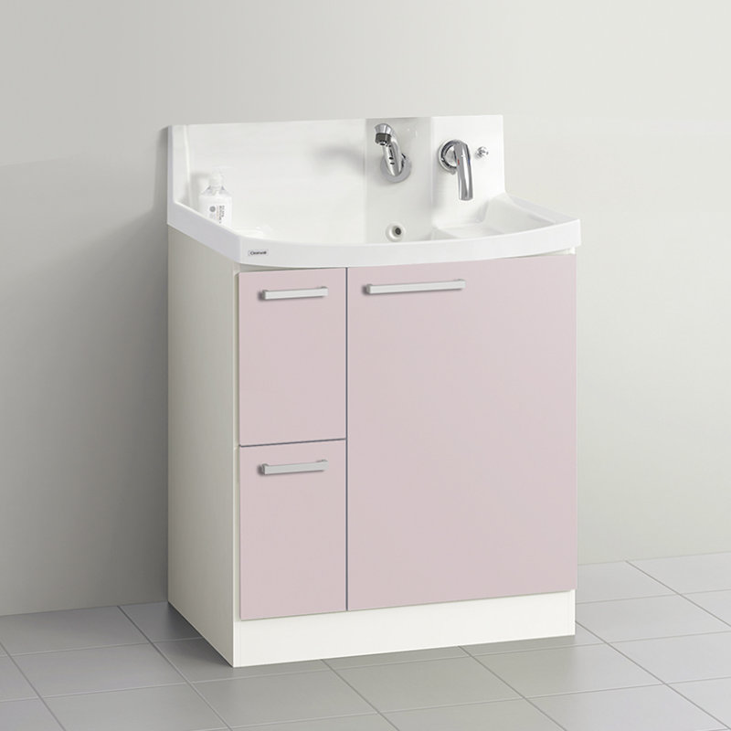 クリナップ　洗面台　ファンシオ　間口７５０ｍｍ　高さ８５０ｍｍ　引出しタイプ　取手シルバー　扉色スムースロゼ　Ｈ７５２ＷＴＣＷＥＱＵＳＩ