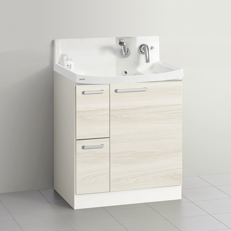 クリナップ　洗面台　ファンシオ　間口７５０ｍｍ　高さ８５０ｍｍ　引出しタイプ　取手シルバー　扉色ミルクアッシュ　Ｈ７５２ＷＴＣＷＥ３ＭＳＩ