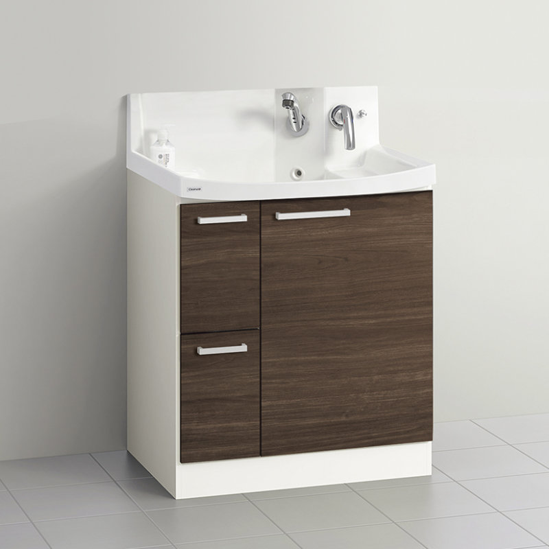 クリナップ　洗面台　ファンシオ　間口７５０ｍｍ　高さ８５０ｍｍ　引出しタイプ　取手シルバー　扉色バーントウォールナット　Ｈ７５２ＷＴＣＷＣ３ＬＳＩ