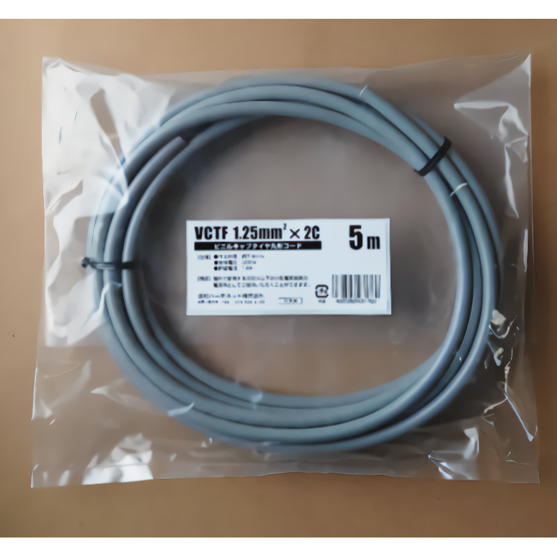 協和ハーモネット　ビニルキャブタイヤ丸型コード　ＶＣＴＦ　１．２５ＳＱ×２Ｃ　５ｍ