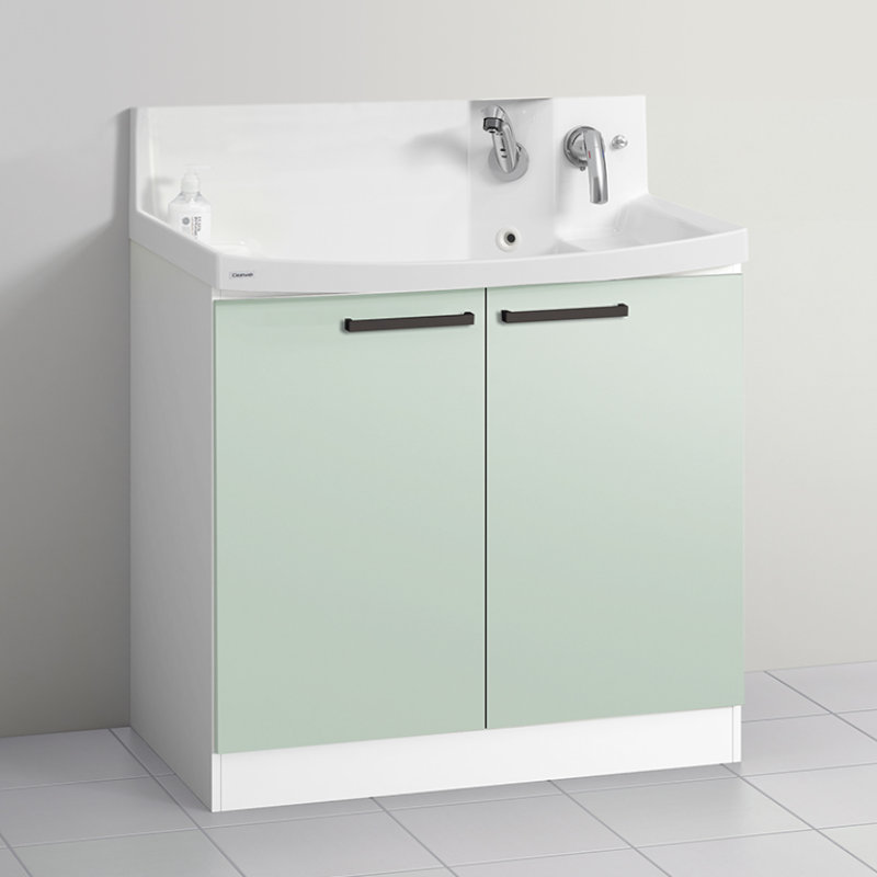 クリナップ　洗面台　ファンシオ　間口９００ｍｍ　高さ８５０ｍｍ　開きタイプ　寒冷地用　取手ブラック　扉色スムースミントグリーン　Ｈ９０ＴＮＴＣＷＥＱＳＢＧ