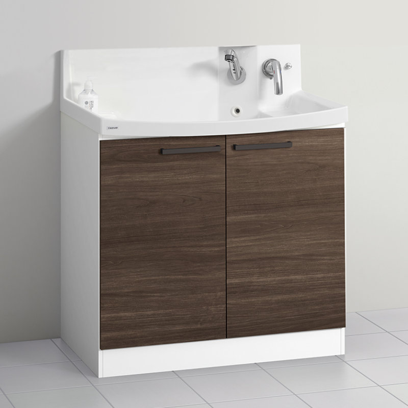 クリナップ　洗面台　ファンシオ　間口９００ｍｍ　高さ８５０ｍｍ　開きタイプ　取手ブラック　扉色バーントウォールナット　Ｈ９０ＴＮＴＣＷＣ３ＬＢＩ