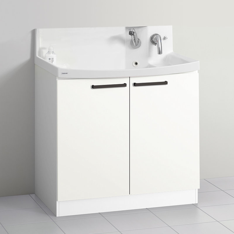 クリナップ　洗面台　ファンシオ　間口９００ｍｍ　高さ８５０ｍｍ　開きタイプ　取手ブラック　扉色モノホワイト　Ｈ９０ＴＮＴＣＷＪＴＳＢＩ