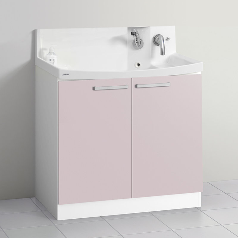 クリナップ　洗面台　ファンシオ　間口９００ｍｍ　高さ８５０ｍｍ　開きタイプ　取手シルバー　扉色スムースロゼ　Ｈ９０ＴＮＴＣＷＥＱＵＳＩ