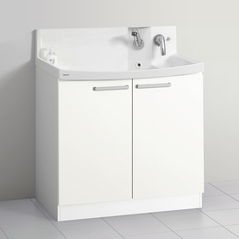 クリナップ　洗面台　ファンシオ　間口９００ｍｍ　高さ８５０ｍｍ　開きタイプ　取手シルバー　扉色モノホワイト　Ｈ９０ＴＮＴＣＷＪＴＳＳＩ