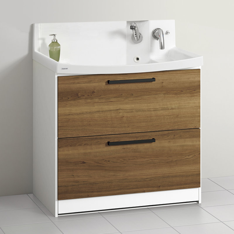 クリナップ　洗面台　ファンシオ　間口９００ｍｍ　高さ８００ｍｍ　オールスライドタイプ　寒冷地用　取手ブラック　扉色ブラウンチェリー　Ｌ９０ＦＷＴＣＷＣ３ＢＢＧ