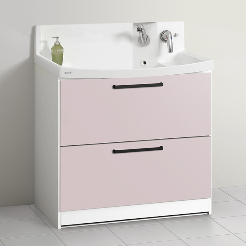 クリナップ　洗面台　ファンシオ　間口９００ｍｍ　高さ８００ｍｍ　オールスライドタイプ　取手ブラック　扉色スムースロゼ　Ｌ９０ＦＷＴＣＷＥＱＵＢＩ