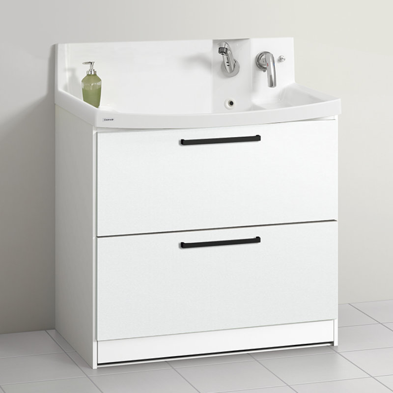 クリナップ　洗面台　ファンシオ　間口９００ｍｍ　高さ８５０ｍｍ　オールスライドタイプ　寒冷地用　取手ブラック　扉色スムースホワイト　Ｈ９０ＦＷＴＣＷＥＱＴＢＧ