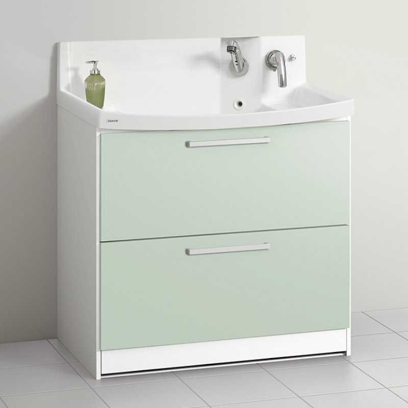 クリナップ　洗面台　ファンシオ　間口９００ｍｍ　高さ８５０ｍｍ　オールスライドタイプ　寒冷地用　取手シルバー　扉色スムースミントグリーン　Ｈ９０ＦＷＴＣＷＥＱＳＳＧ