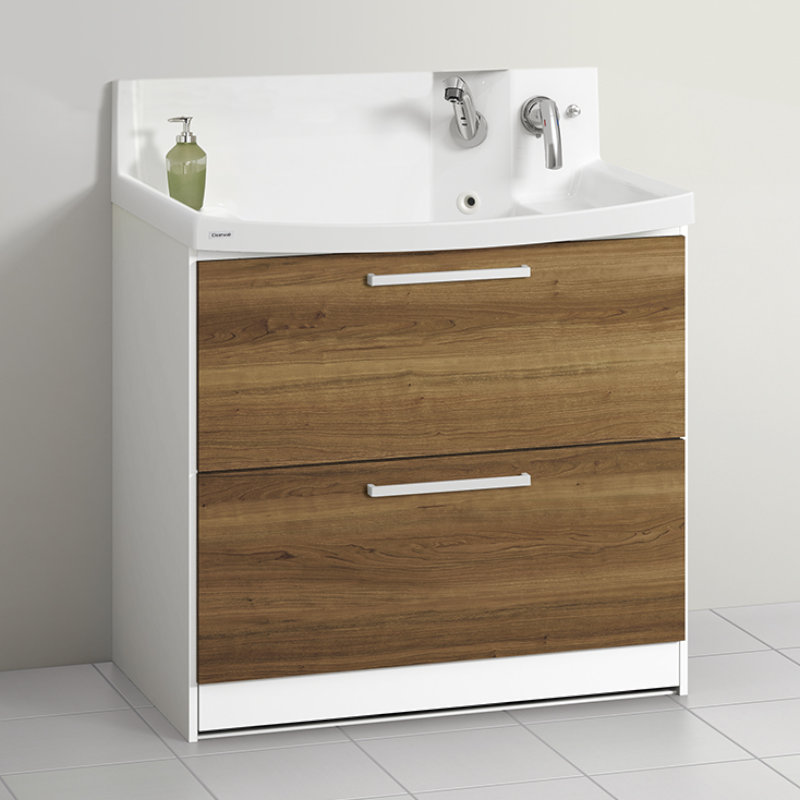 クリナップ　洗面台　ファンシオ　間口９００ｍｍ　高さ８５０ｍｍ　オールスライドタイプ　取手シルバー　扉色ブラウンチェリー　Ｈ９０ＦＷＴＣＷＣ３ＢＳＩ