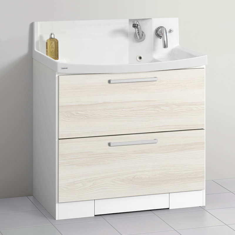 クリナップ　洗面台　ファンシオ　間口９００ｍｍ　高さ８００ｍｍ　オールスライドタイプ　体重計収納付き　取手シルバー　扉色ミルクアッシュ　Ｌ９０ＫＷＴＣＷＥ３ＭＳＩ