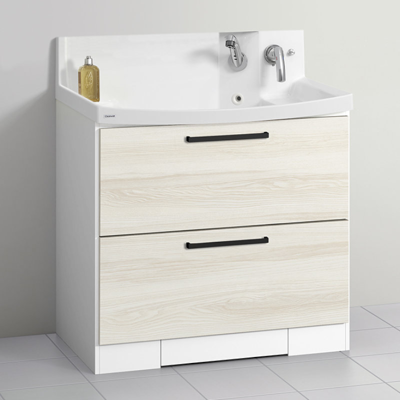 クリナップ　洗面台　ファンシオ　間口９００ｍｍ　高さ８５０ｍｍ　オールスライドタイプ　体重計収納付き　寒冷地用　取手ブラック　扉色ミルクアッシュ　Ｈ９０ＫＷＴＣＷＥ３ＭＢＧ