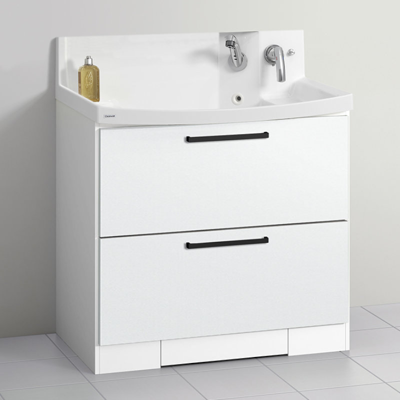 クリナップ　洗面台　ファンシオ　間口９００ｍｍ　高さ８５０ｍｍ　オールスライドタイプ　体重計収納付き　取手ブラック　扉色スムースホワイト　Ｈ９０ＫＷＴＣＷＥＱＴＢＩ