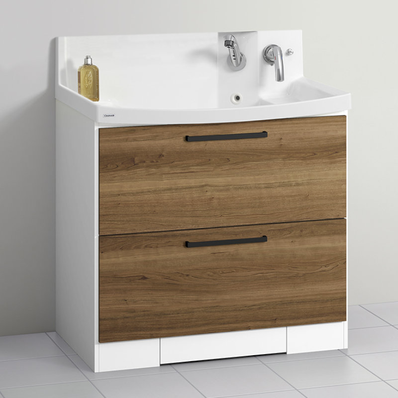 クリナップ　洗面台　ファンシオ　間口９００ｍｍ　高さ８５０ｍｍ　オールスライドタイプ　体重計収納付き　取手ブラック　扉色ブラウンチェリー　Ｈ９０ＫＷＴＣＷＣ３ＢＢＩ