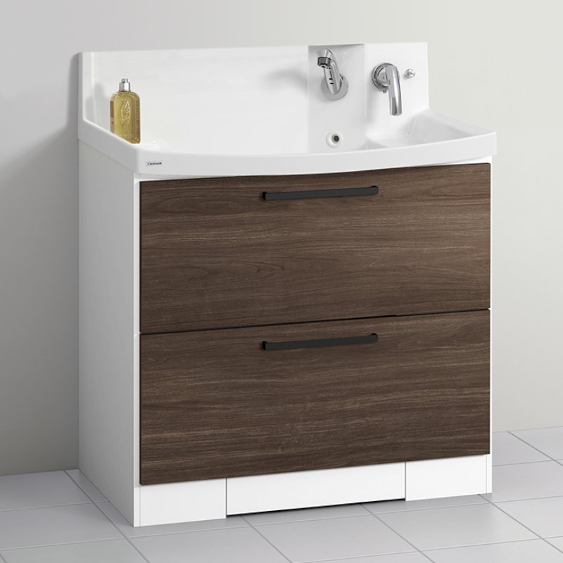 クリナップ　洗面台　ファンシオ　間口９００ｍｍ　高さ８５０ｍｍ　オールスライドタイプ　体重計収納付き　取手ブラック　扉色バーントウォールナット　Ｈ９０ＫＷＴＣＷＣ３ＬＢＩ