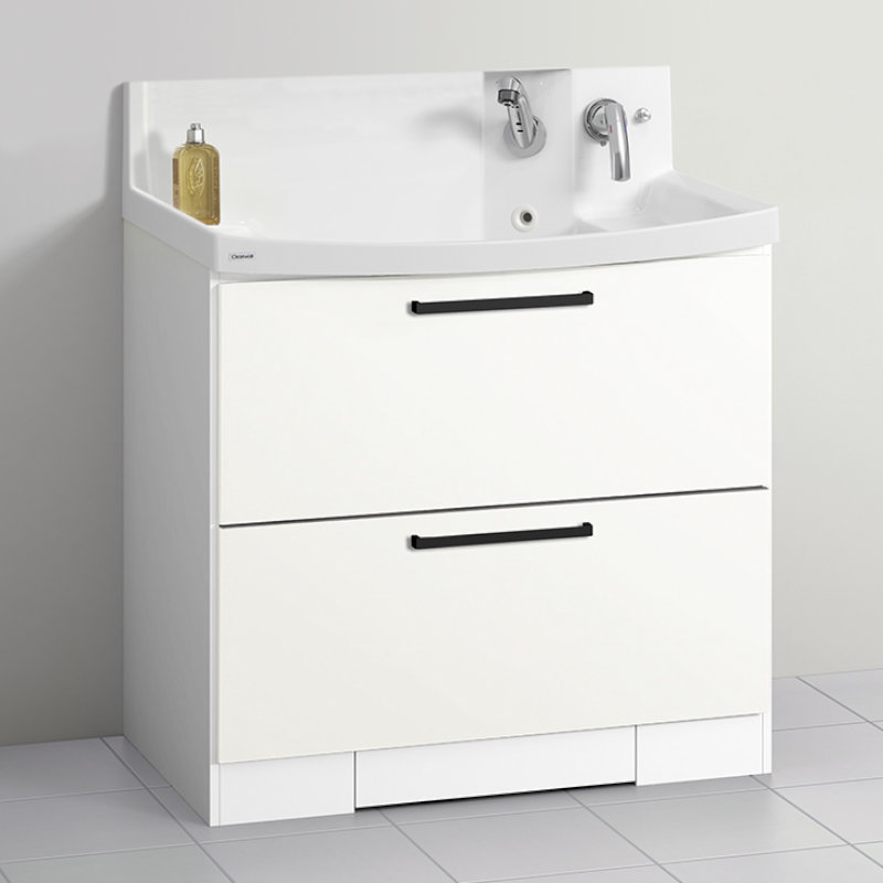 クリナップ　洗面台　ファンシオ　間口９００ｍｍ　高さ８５０ｍｍ　オールスライドタイプ　体重計収納付き　取手ブラック　扉色モノホワイト　Ｈ９０ＫＷＴＣＷＪＴＳＢＩ