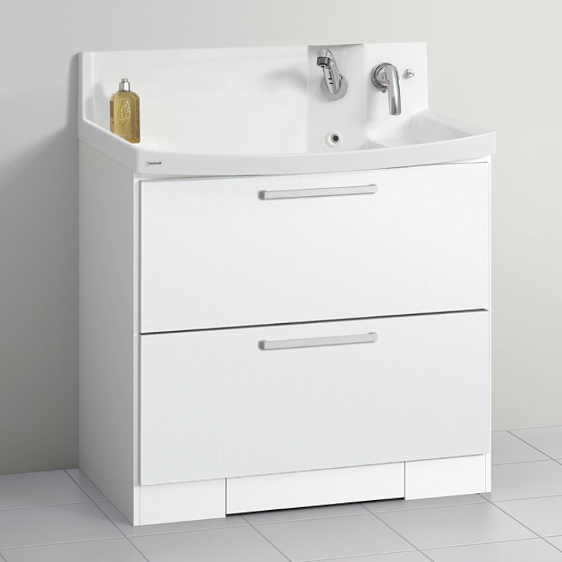 クリナップ　洗面台　ファンシオ　間口９００ｍｍ　高さ８５０ｍｍ　オールスライドタイプ　体重計収納付き　取手シルバー　扉色スムースホワイト　Ｈ９０ＫＷＴＣＷＥＱＴＳＩ